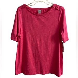 Chico’s pink short sleeve crewneck top modal blend Medium NWT‎
